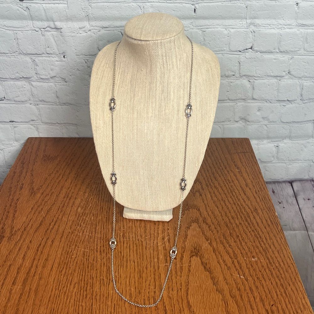Brighton Alcazar Heart & Rhinestone Long Necklace like new 22” when clasped💝